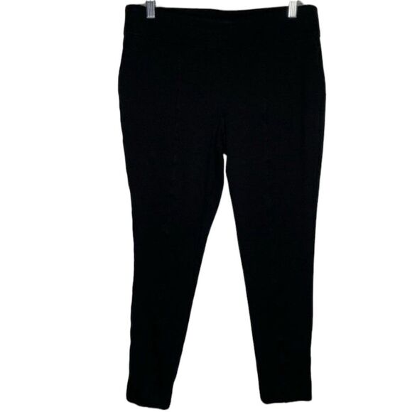 Anne Klein Black Ponte Pull On Tummy Control Skinny Leg Pants Back Pockets 10 - Picture 1 of 9